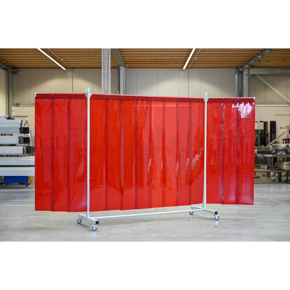 Productafbeelding nr. 2: Mobiele beschermwand met zwenkarmen, volgens ISO EN 25980 (EN 1598), 3-delig, lamellen 2 mm, rood / transparant
