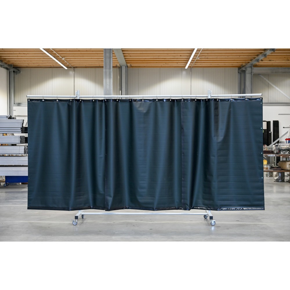 Productafbeelding nr. 1: Mobiele beschermwand met zwenkarmen, volgens ISO EN 25980 (EN 1598), 3-delig, zeil 0,4 mm, donkergroen / mat