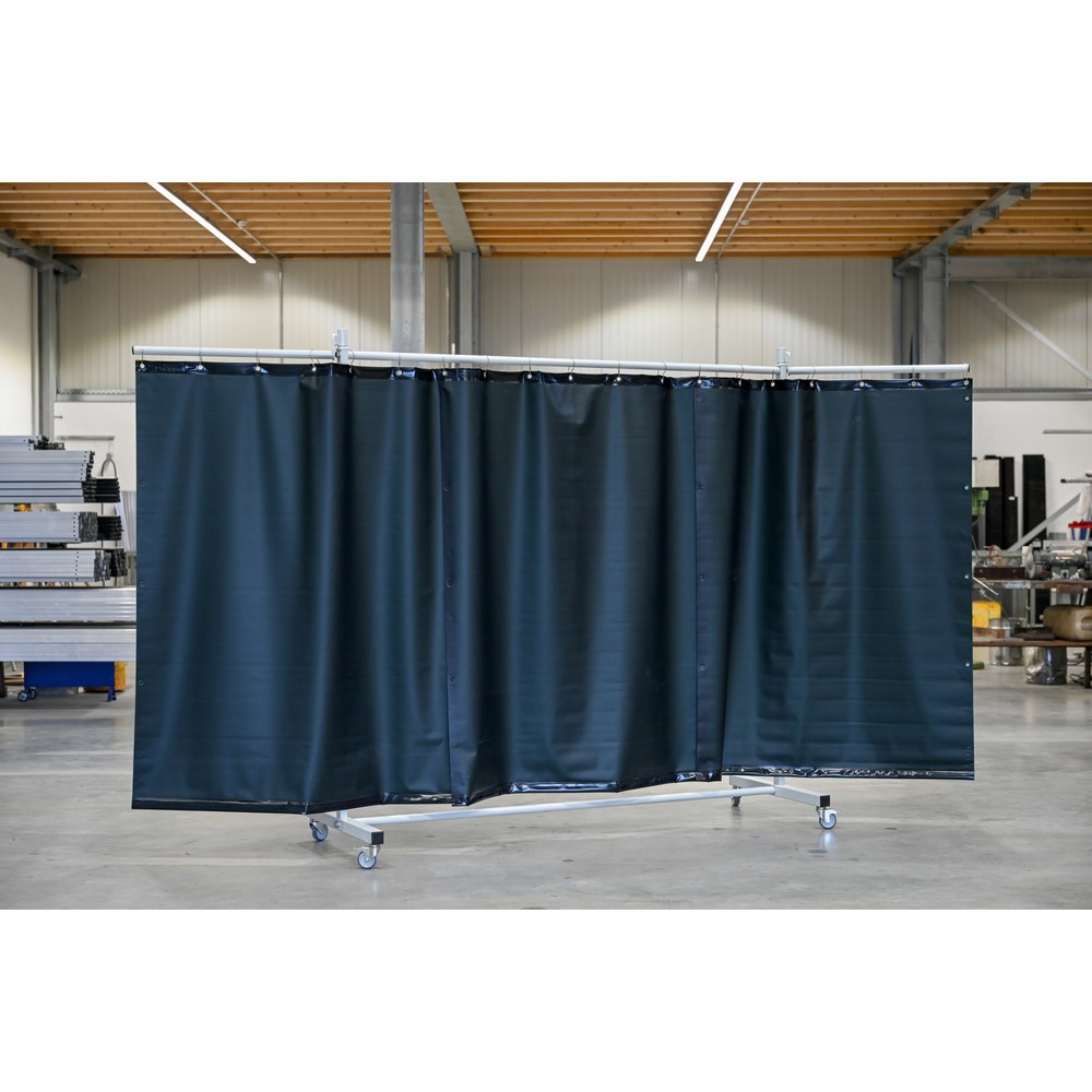Productafbeelding nr. 2: Mobiele beschermwand met zwenkarmen, volgens ISO EN 25980 (EN 1598), 3-delig, zeil 0,4 mm, donkergroen / mat