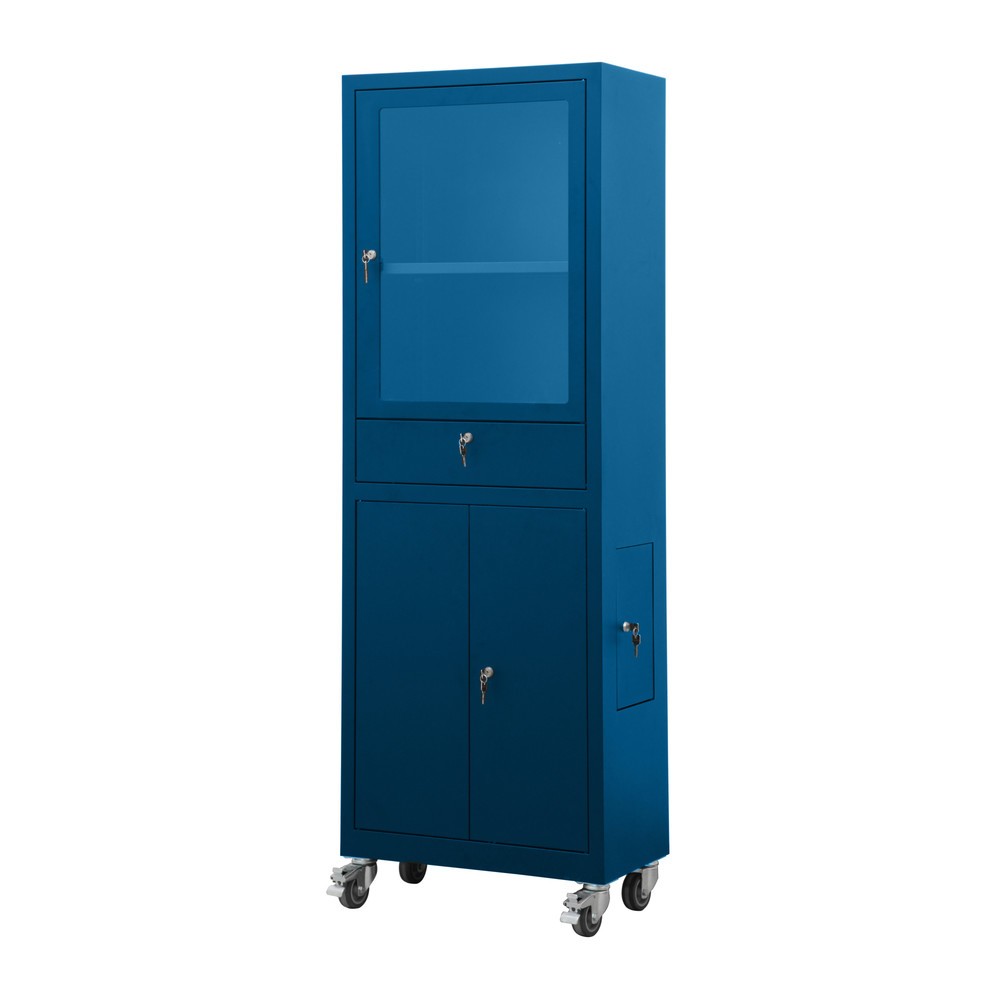 Productafbeelding nr. 1: Mobiele computerkast HEMMDAL HCS-1, hxbxd 1750 x 650 x 550 mm, gentiaanblauw