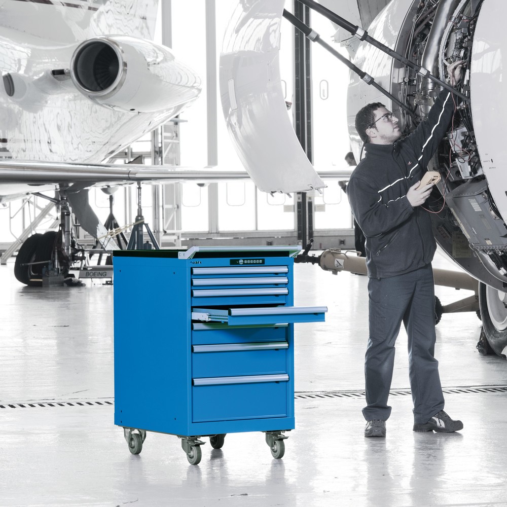 Productafbeelding nr. 2: Mobiele ladekast LISTA, lades 2x75 + 4x100 + 1x150 mm, hxbxd 990 x 564 x 725 mm, lichtblauw