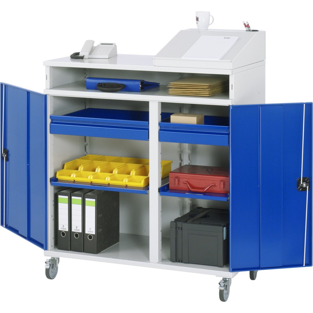 Product afbeelding: Mobiele lessenaar RAU, hxbxd 1.185-1.345 x 1.100 x 520 mm, lades 2 x 80 mm