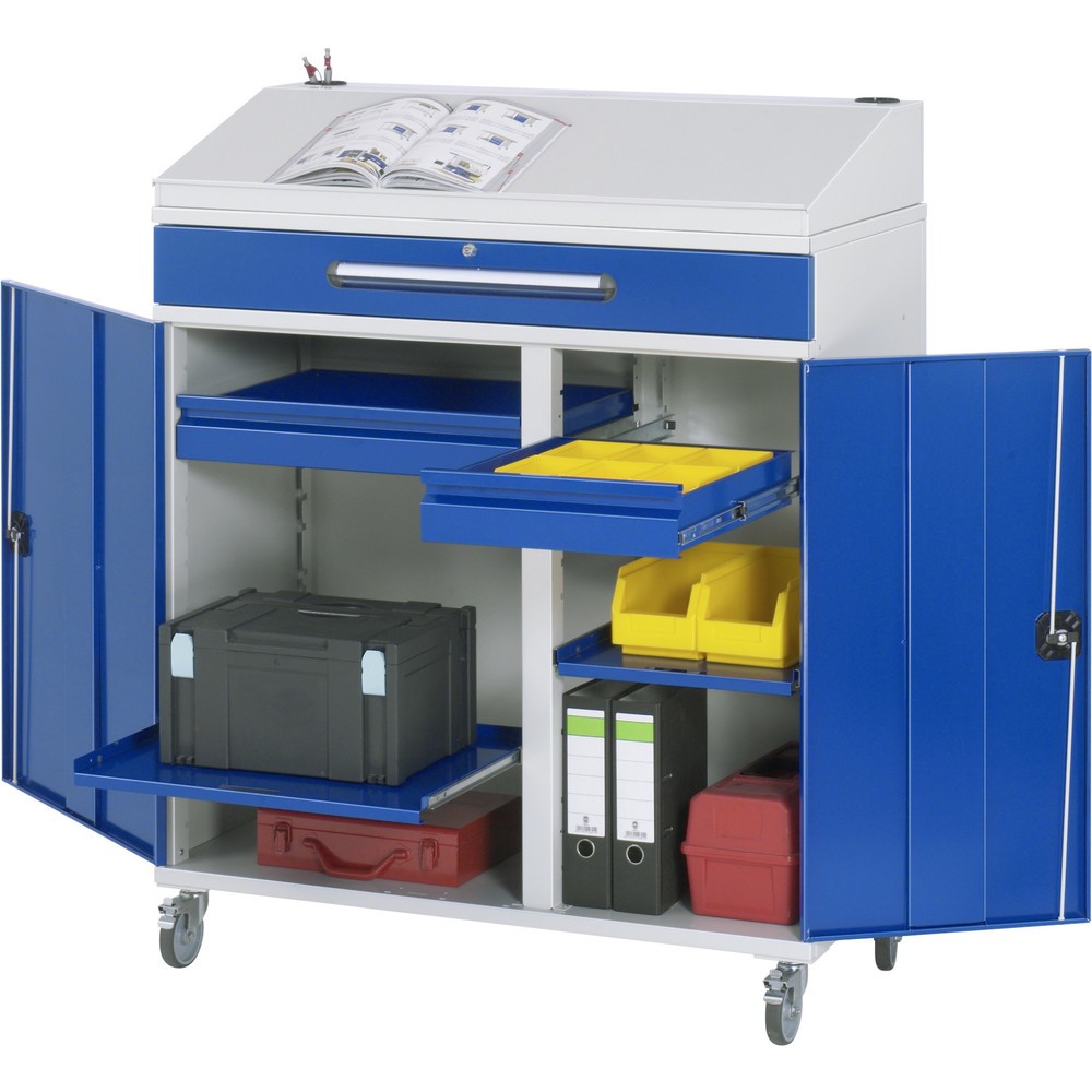 Productafbeelding nr. 1: Mobiele lessenaar RAU, hxbxd 1.235-1.345 x 1.100 x 520 mm, lades 2 x 80, 1 x 120 mm