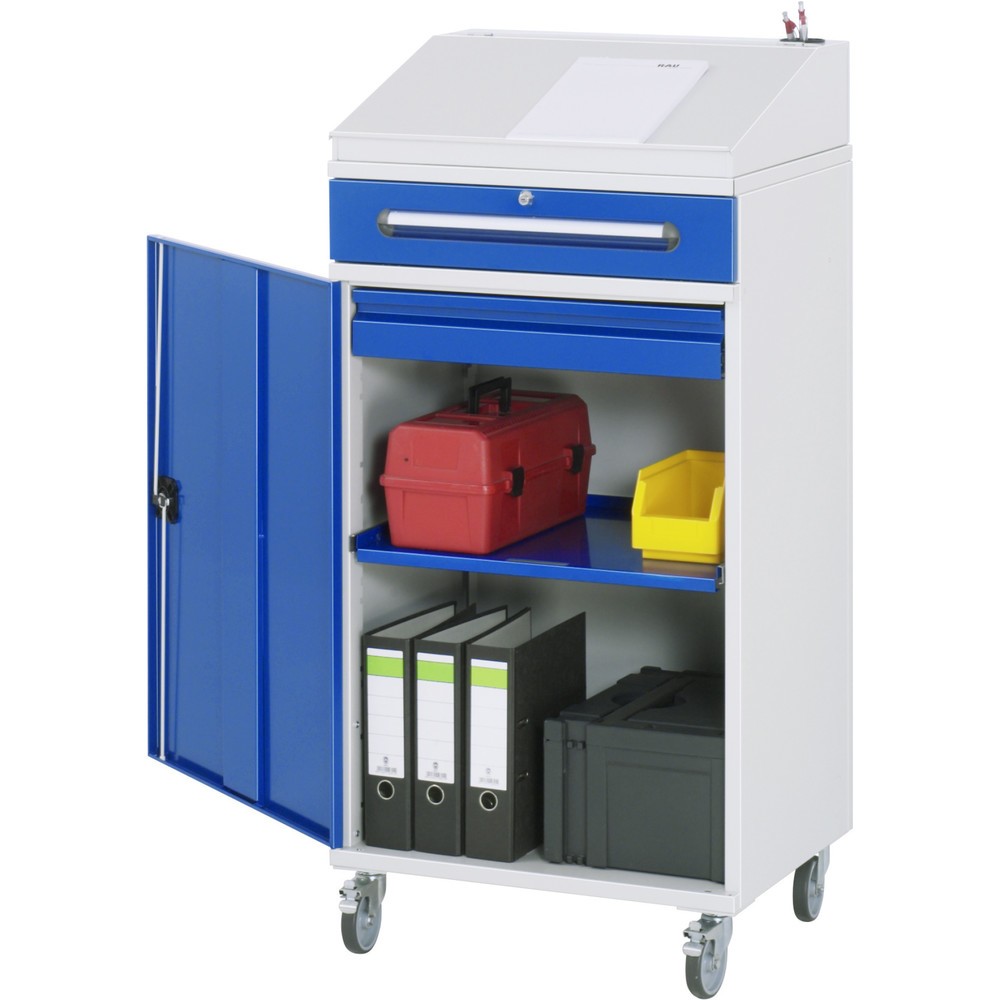 Product afbeelding: Mobiele lessenaar RAU, hxbxd 1.235-1.345 x 650 x 520 mm, lades 1 x 80, 1 x 120 mm