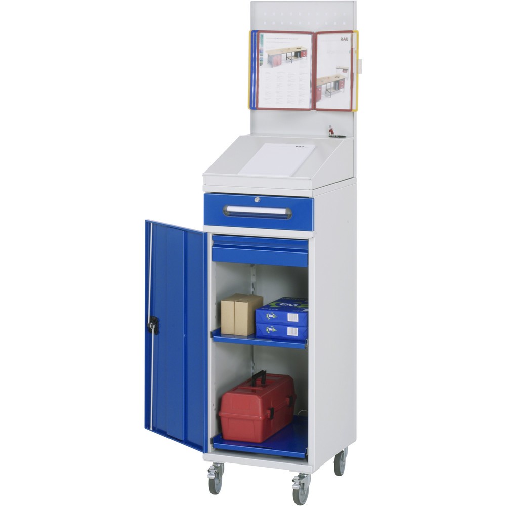 Product afbeelding: Mobiele lessenaar RAU, hxbxd 1.235-1.895 x 450 x 520 mm, lades 1 x 80, 1 x 120 mm