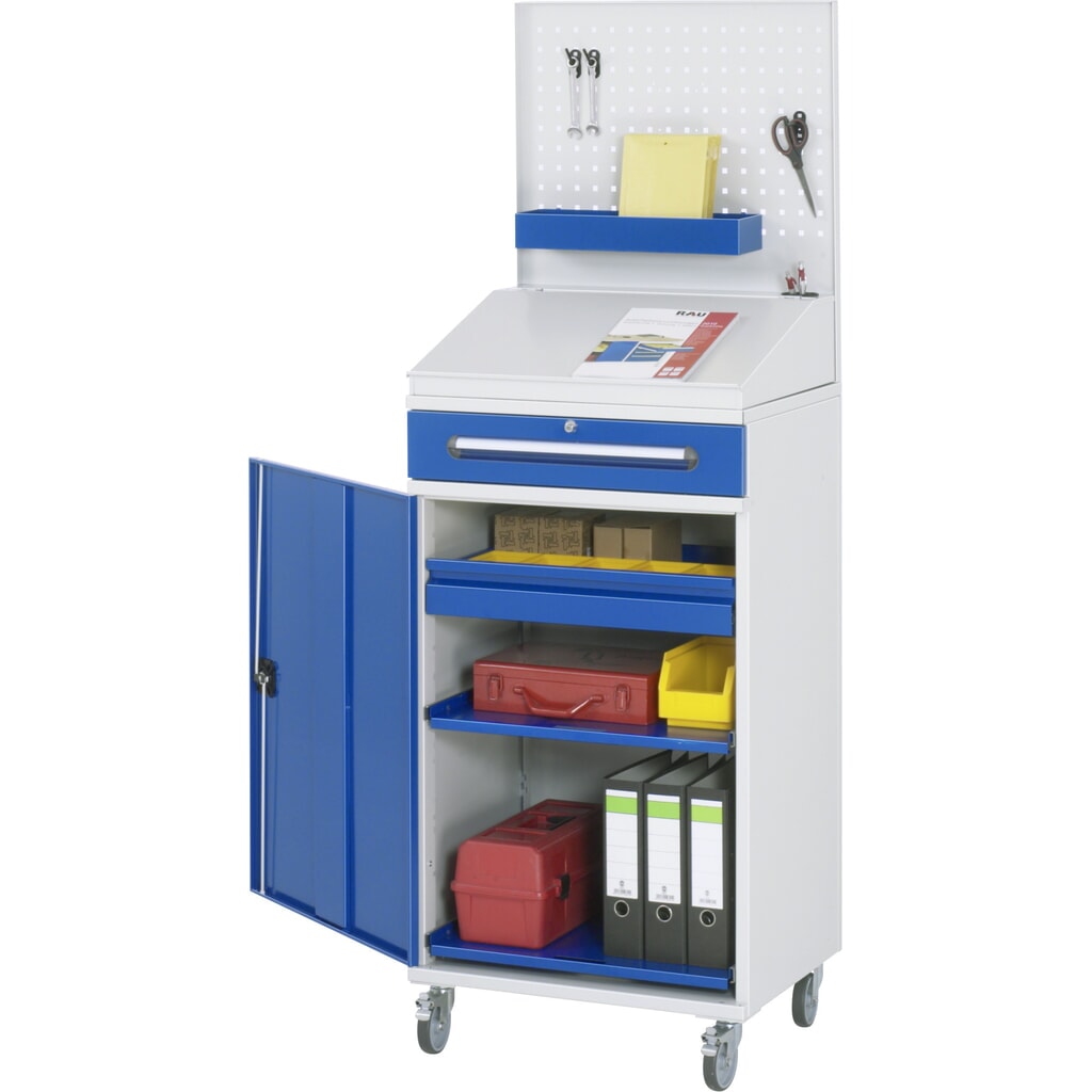 RAU mobiele rollende lessenaar, HxBxD 1.235-1.895 x 650 x 520 mm, lades 1 x 80, 1 x 120 mm Productafbeelding nr. 3: RAU mobiele rollende lessenaar, HxBxD 1.235-1.895 x 650 x 520 mm, lades 1 x 80, 1 x 120 mm