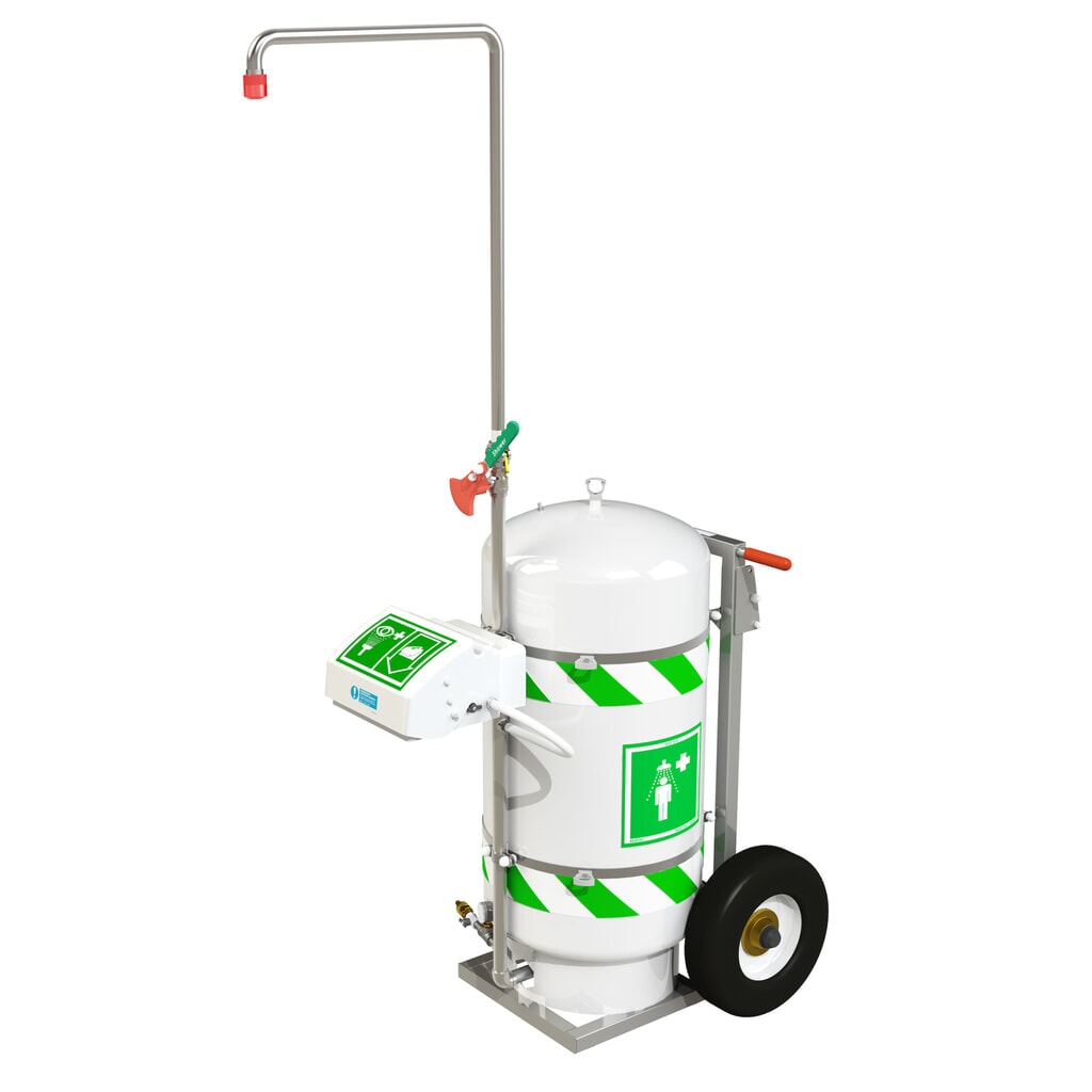 Mobiele lichaams- en oogdouche Justrite® 40K45G Hughes, onverwarmd, tank van 114 liter Product afbeelding: Mobiele lichaams- en oogdouche Justrite® 40K45G Hughes, onverwarmd, tank van 114 liter