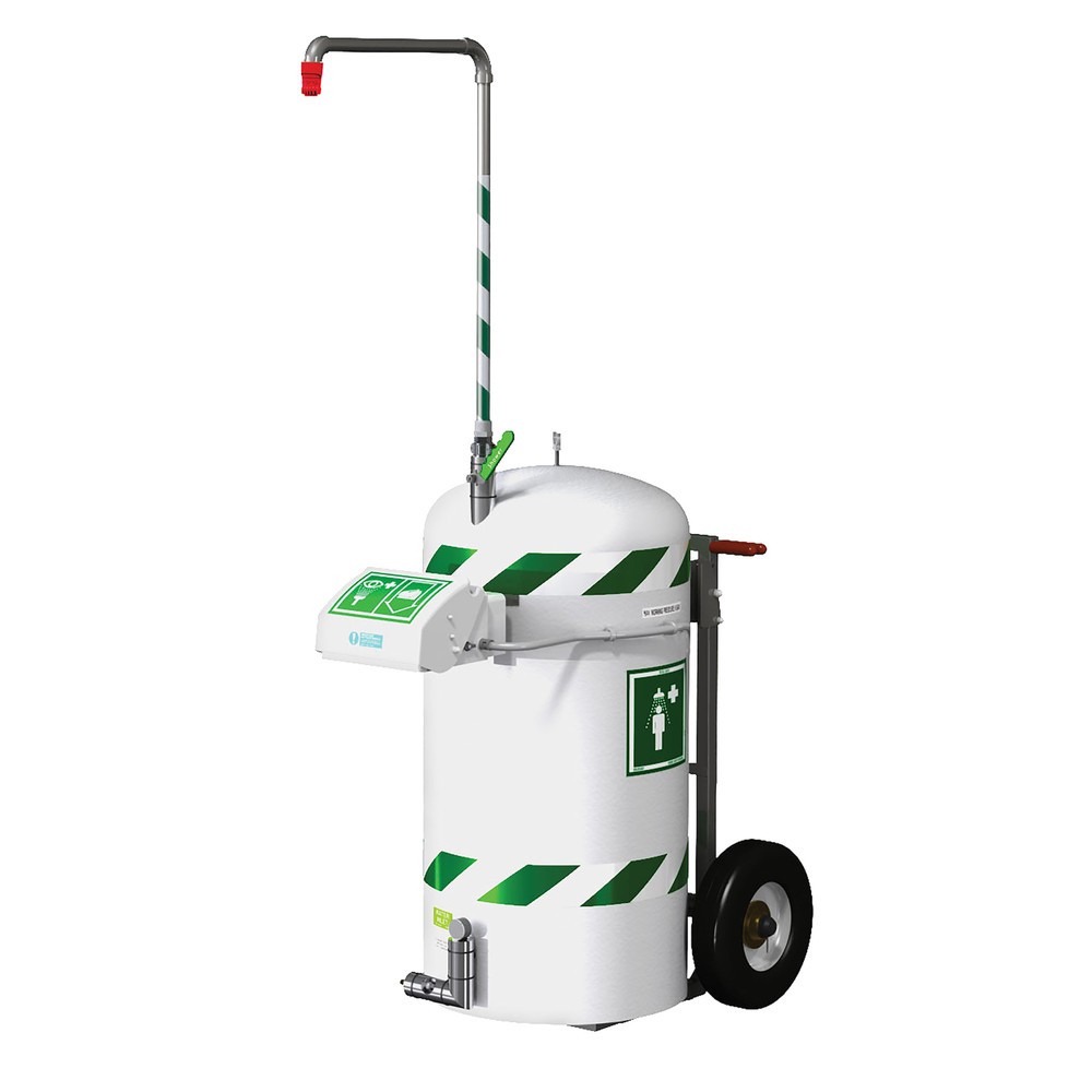 Product afbeelding: Mobiele lichaams- en oogdouche Justrite® J40K45G Hughes, warmte-isolatie, tank van 114 liter