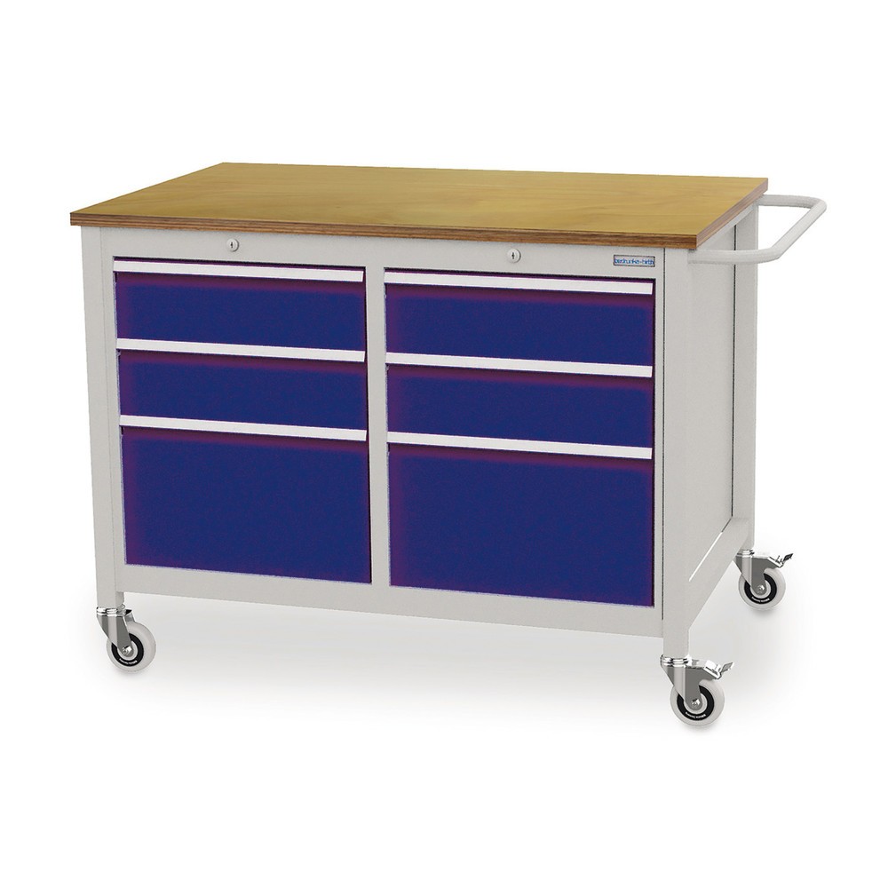 Productafbeelding nr. 1: Mobiele werkbank, 6 lades, cap. 400 kg, gentiaanblauw