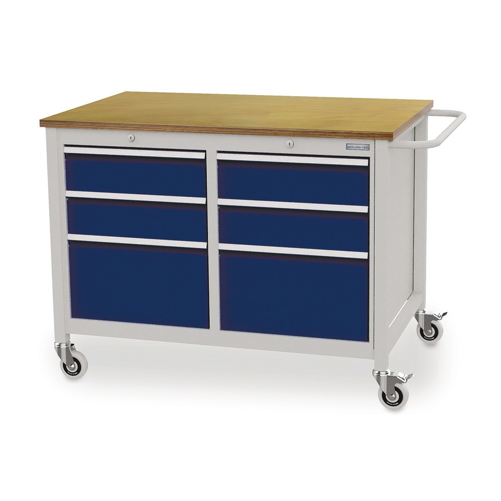 Productafbeelding nr. 1: Mobiele werkbank, 6 lades, cap. 400 kg, kobaltblauw