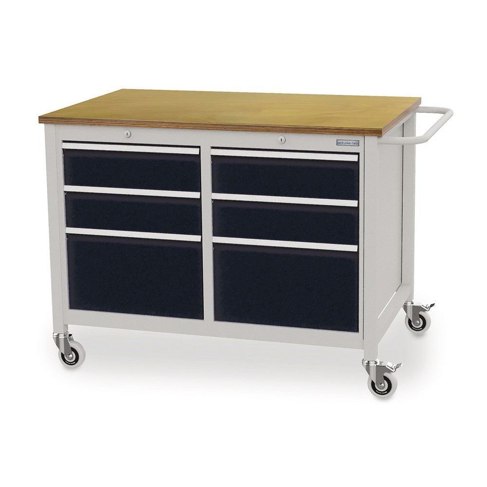 Product afbeelding: Mobiele werkbank, 6 lades, cap. 400 kg, diepzwart
