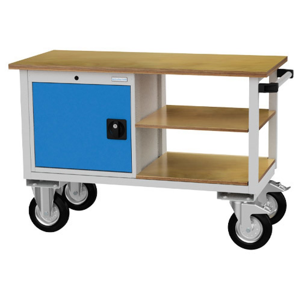Productafbeelding nr. 1: Mobiele Werkbank Bedrunka+Hirth R 18-16, hxbxd 820 x 1.200 x 540 mm, lichtgrijs, lichtblauw, 2 legborden, 1 draaideur 1x400 mm