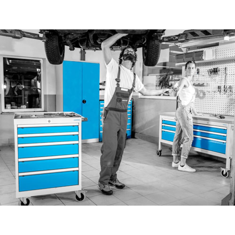 Productafbeelding nr. 6: Mobiele werkbank Bedrunka+Hirth R 18-24, hxbxd 995 x 1.250 x 750 mm, lichtgrijs, lichtblauw, 8 lades 8x150 mm