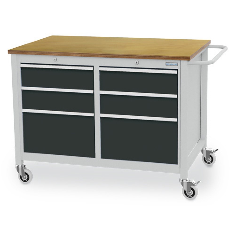 Product afbeelding: Mobiele werkbank Bedrunka+Hirth R 18-24, hxbxd 935 x 1.250 x 750 mm, lichtgrijs, antracietgrijs, 6 lades 4x150 + 2x300 mm