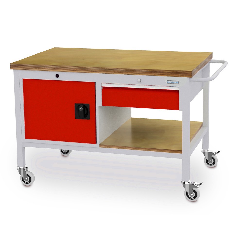 Productafbeelding nr. 1: Mobiele werkbank, kast, 1 lade, cap. 400 kg, verkeersrood