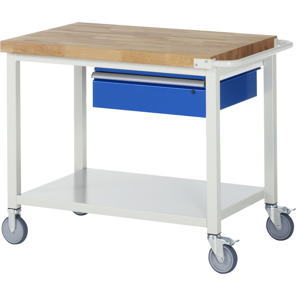 Product afbeelding: RAU verrijdbare werkbank serie 8000, h x b x d 880 x 1.000 x 700 mm, legbord onderaan, met 1 lade rechts