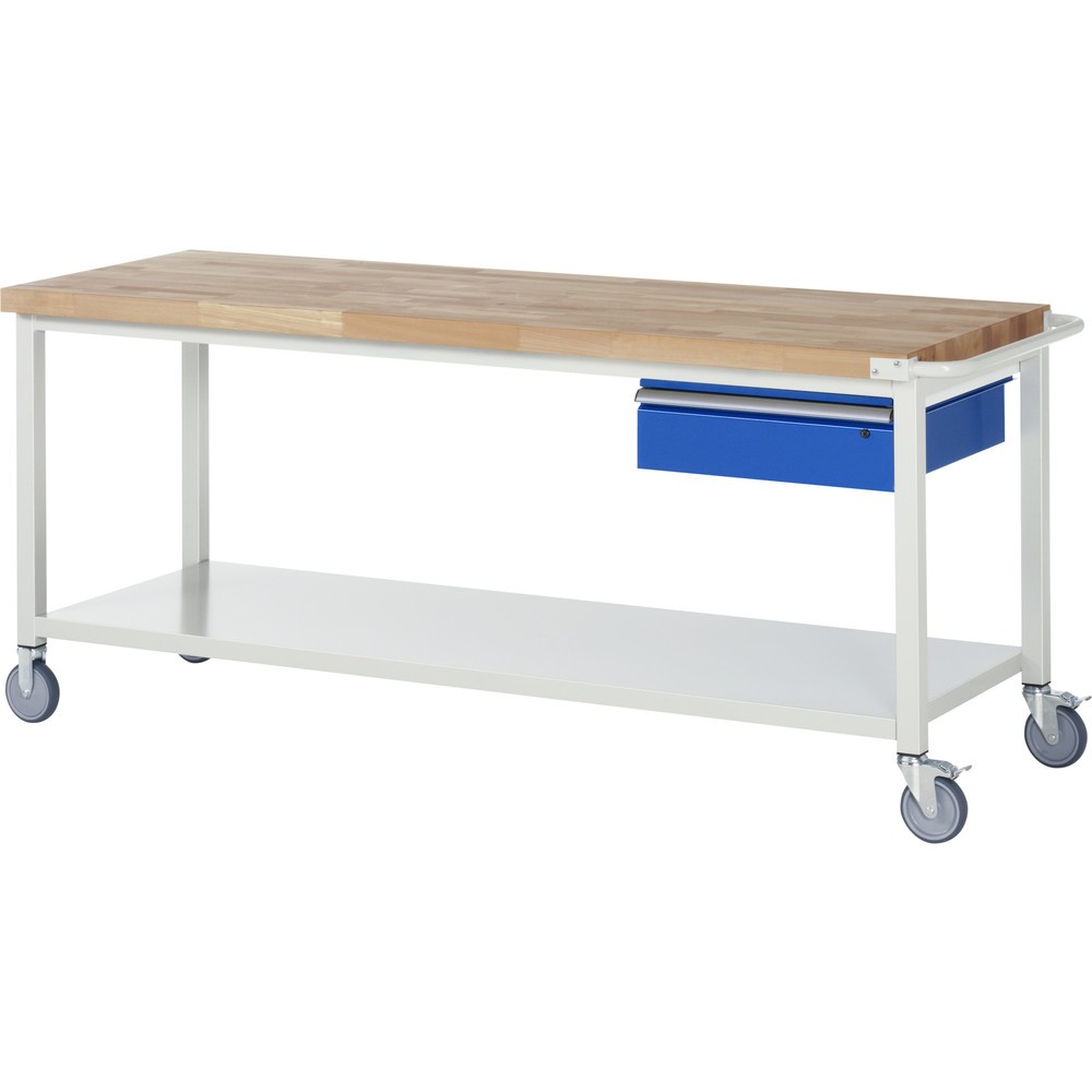 Productafbeelding nr. 1: RAU verrijdbare werkbank serie 8000, h x b x d 880 x 2.000 x 700 mm, legbord onderaan, met 1 lade rechts