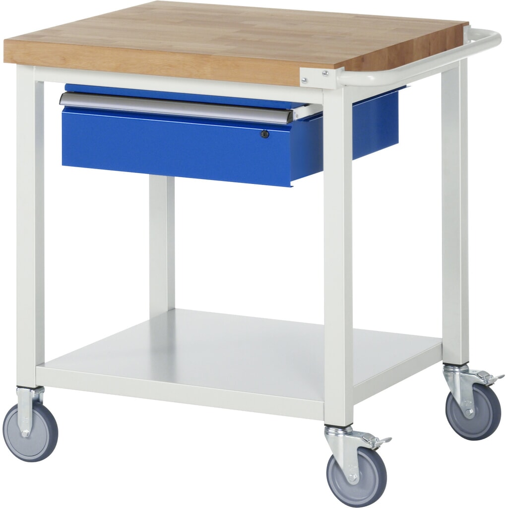 Mobiele werkbank RAU serie 8000, hxbxd 880-1.080 x 750 x 700 mm, 1 lade 1 x 150 mm, draagvermogen lade 50 kg Product afbeelding: Mobiele werkbank RAU serie 8000, hxbxd 880-1.080 x 750 x 700 mm, 1 lade 1 x 150 mm, draagvermogen lade 50 kg