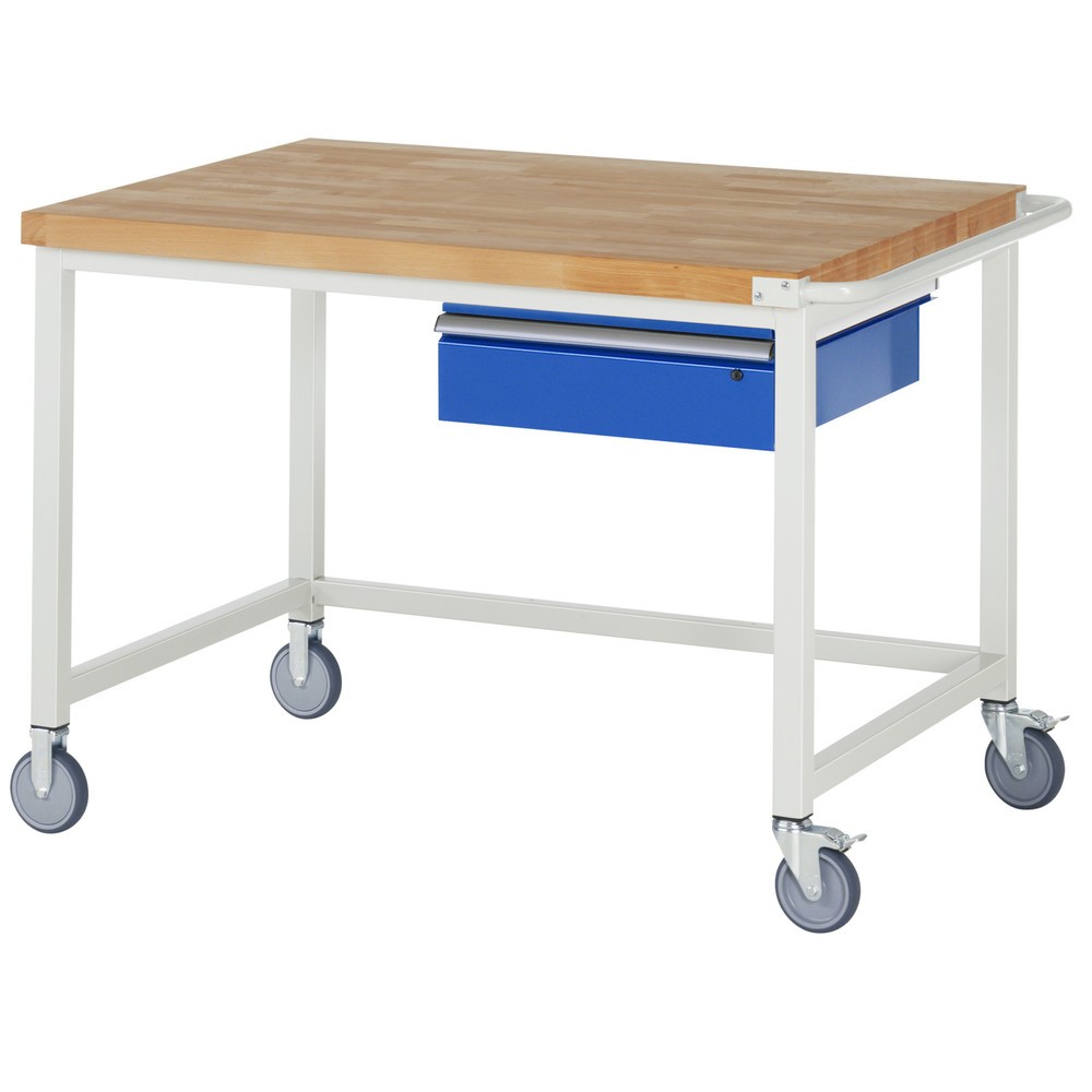 Product afbeelding: RAU verrijdbare werkbank serie 8000, h x b x d 880 x 1.250 x 900 mm, met 1 lade rechts