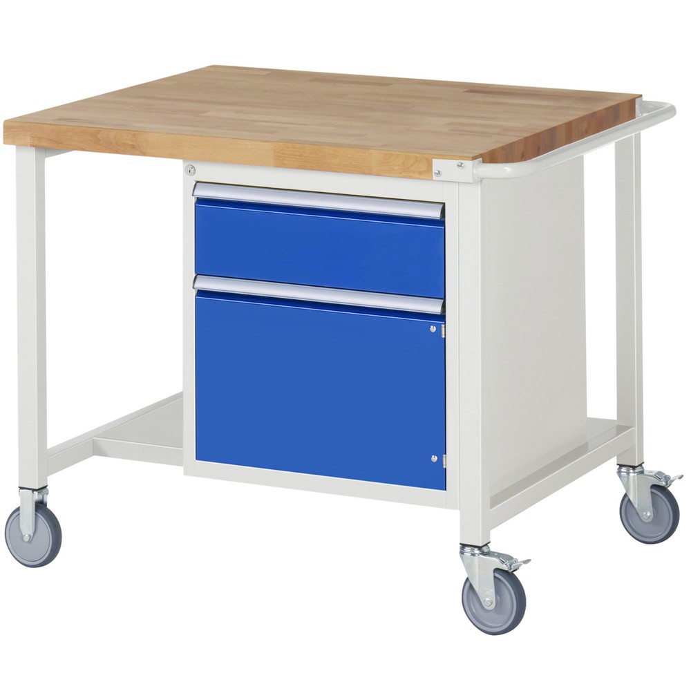 Productafbeelding nr. 1: RAU verrijdbare werkbank serie 8000, h x b x d 880 x 1.000 x 900 mm, 1 onderbouwkast, met 1 lade en 1 openslaande deur