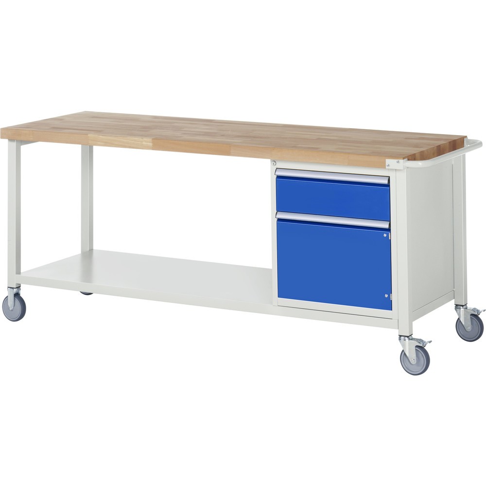 Productafbeelding nr. 1: RAU verrijdbare werkbank serie 8000, h x b x d 880 x 2.000 x 700 mm, 1 onderbouwkast, met 1 lade en 1 openslaande deur