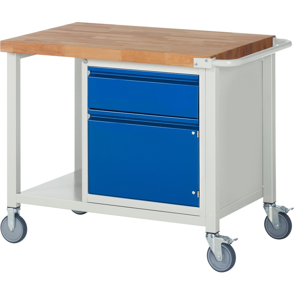Productafbeelding nr. 1: Mobiele werkbank RAU serie 8000, 1 kast, 1 draaideur, hxbxd 880 x 1.000 x 700 mm, 1 lade 1 x 180 mm, draagvermogen lade 100 kg, 1 legbord diepte 650 mm