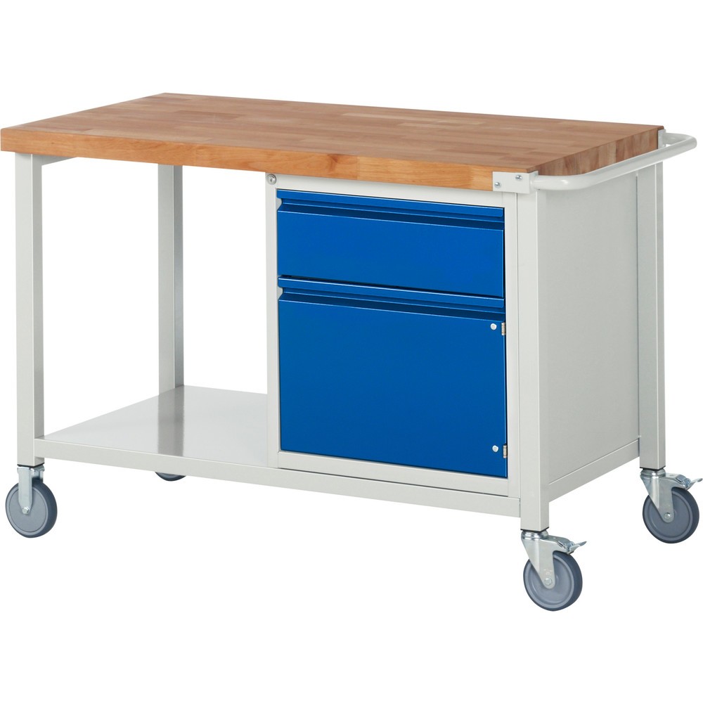 Productafbeelding nr. 1: Mobiele werkbank RAU serie 8000, 1 kast, 1 draaideur, hxbxd 880 x 1.250 x 700 mm, 1 lade 1 x 180 mm, draagvermogen lade 100 kg, 1 legbord diepte 650 mm