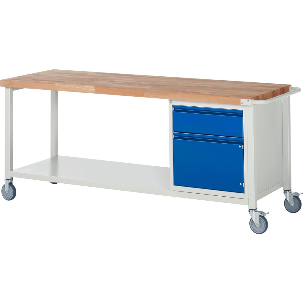 Productafbeelding nr. 1: Mobiele werkbank RAU serie 8000, 1 kast, 1 draaideur, hxbxd 880 x 2.000 x 700 mm, 1 lade 1 x 180 mm, draagvermogen lade 100 kg, 1 legbord diepte 650 mm