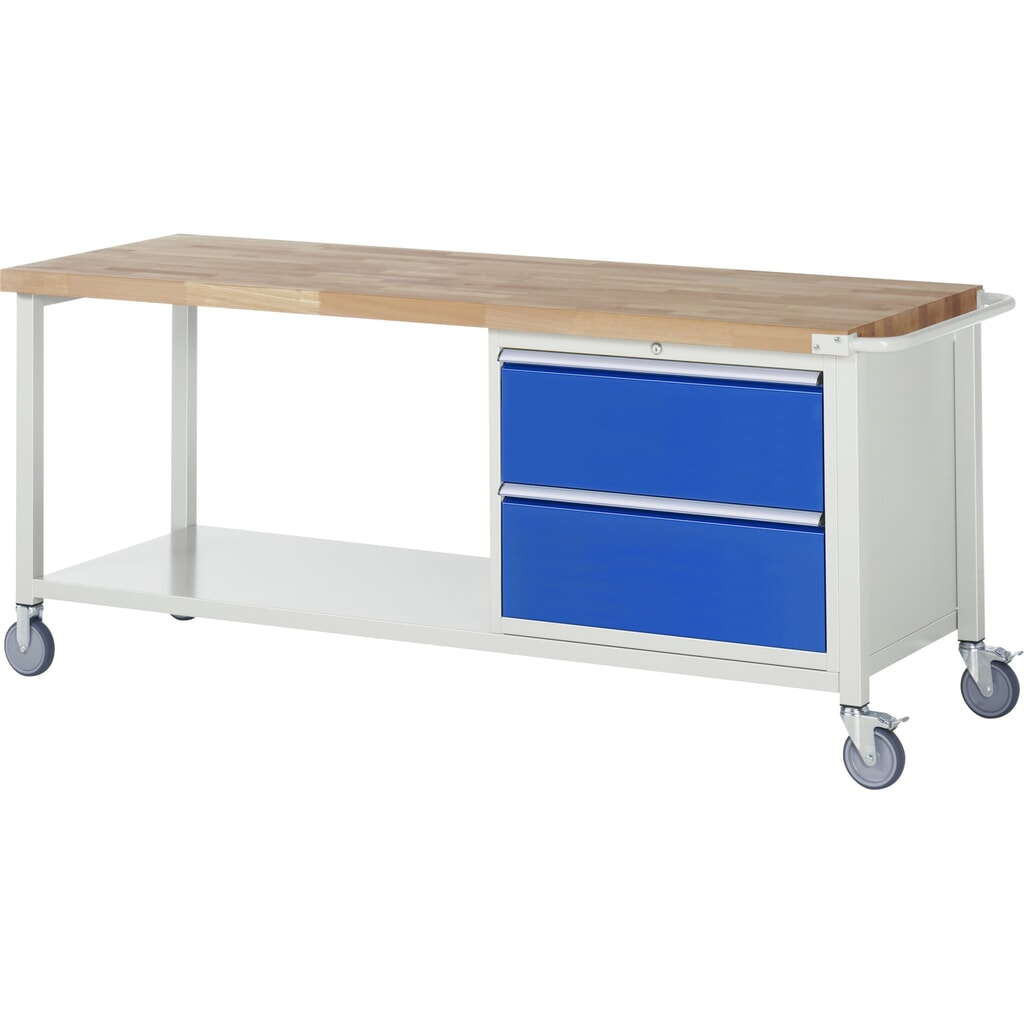 Mobiele werkbank RAU serie 8000, 1 legbord, hxbxd 880-1.080 x 2.000 x 700 mm, 2 x voor 90% uittrekbare lades 2 x 270 mm Productafbeelding nr. 1: Mobiele werkbank RAU serie 8000, 1 legbord, hxbxd 880-1.080 x 2.000 x 700 mm, 2 x voor 90% uittrekbare lades 2 x 270 mm