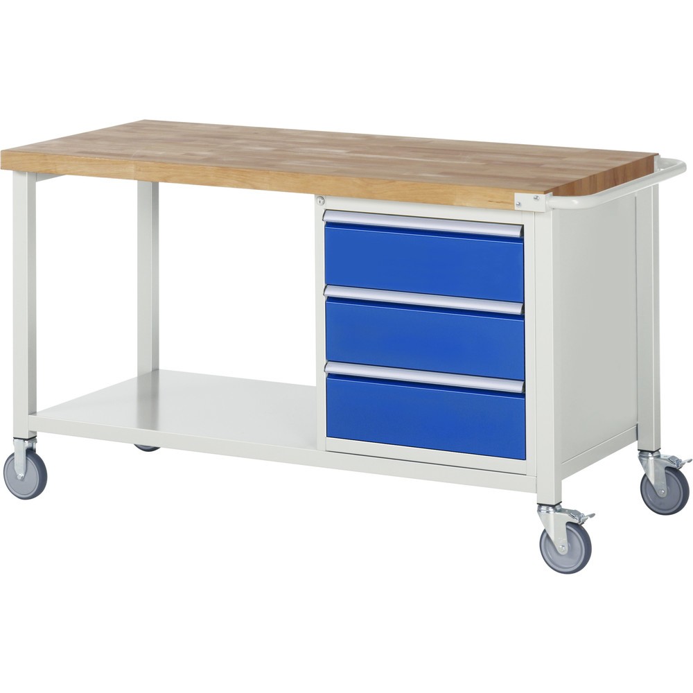 Product afbeelding: RAU verrijdbare werkbank serie 8000, h x b x d 880 x 1.500 x 700 mm, 1 onderbouwkast, met 3 lades