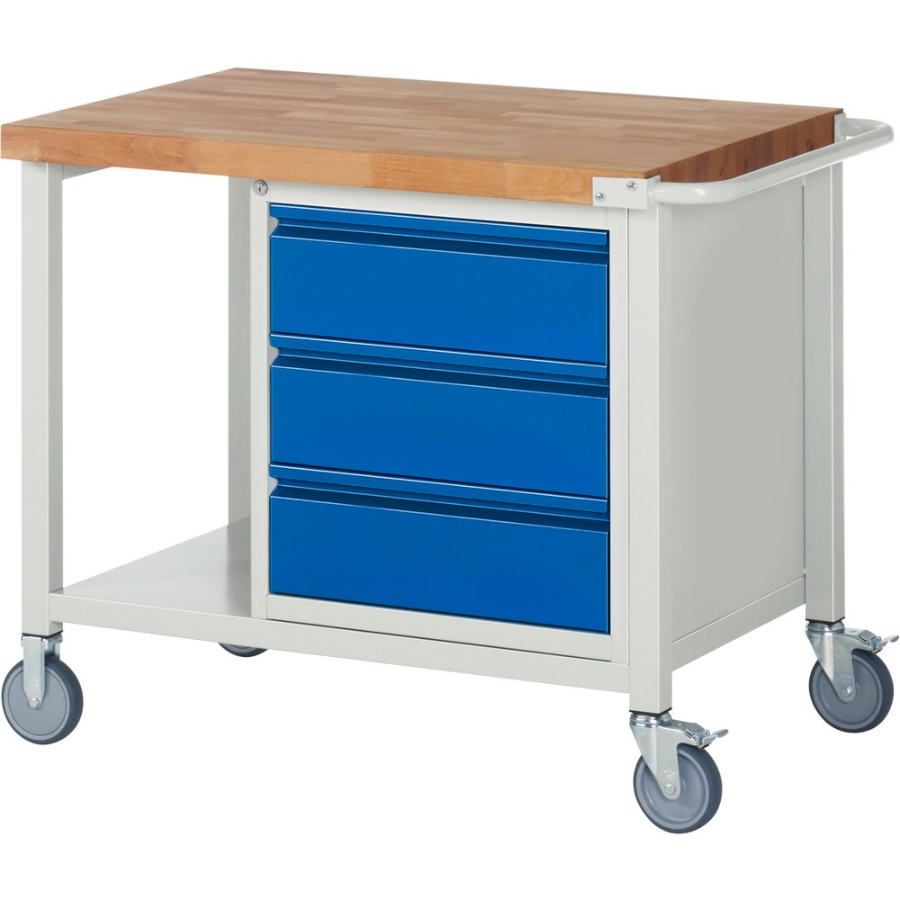 Productafbeelding nr. 1: Mobiele werkbank RAU serie 8000, 1 kast, hxbxd 880 x 1.000 x 700 mm, 3 lades 3 x 180 mm, draagvermogen lade 100 kg, 1 legbord diepte 650 mm