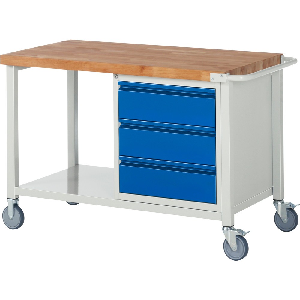 Productafbeelding nr. 1: Mobiele werkbank RAU serie 8000, 1 kast, hxbxd 880 x 1.250 x 700 mm, 3 lades 3 x 180 mm, draagvermogen lade 100 kg, 1 legbord diepte 650 mm