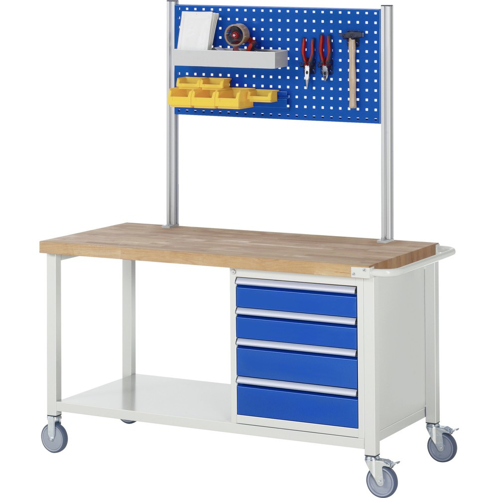 Productafbeelding nr. 3: Mobiele werkbank RAU serie 8000, 1 legbord, hxbxd 880 x 1.250 x 700 mm, 3 x voor 100% uittrekbare lades, 3 x 180 mm, draagvermogen lade 100 kg