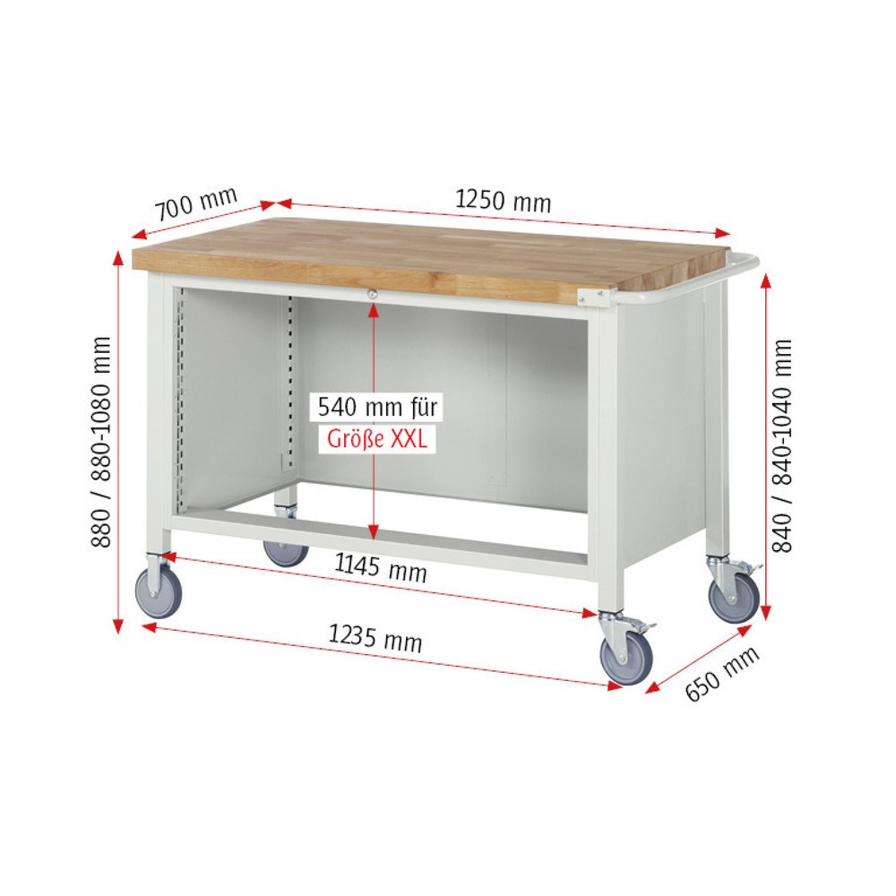 Productafbeelding nr. 3: Mobiele werkbank RAU serie 8000, hxbxd 880 x 1.250 x 700 mm, 5 x voor 100% uittrekbare lades, draagvermogen lade 50 kg