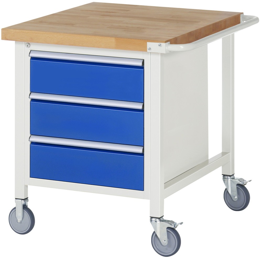 Product afbeelding: RAU verrijdbare werkbank serie 8000, h x b x d 880 x 750 x 900 mm, 1 onderbouwkast, met 3 lades