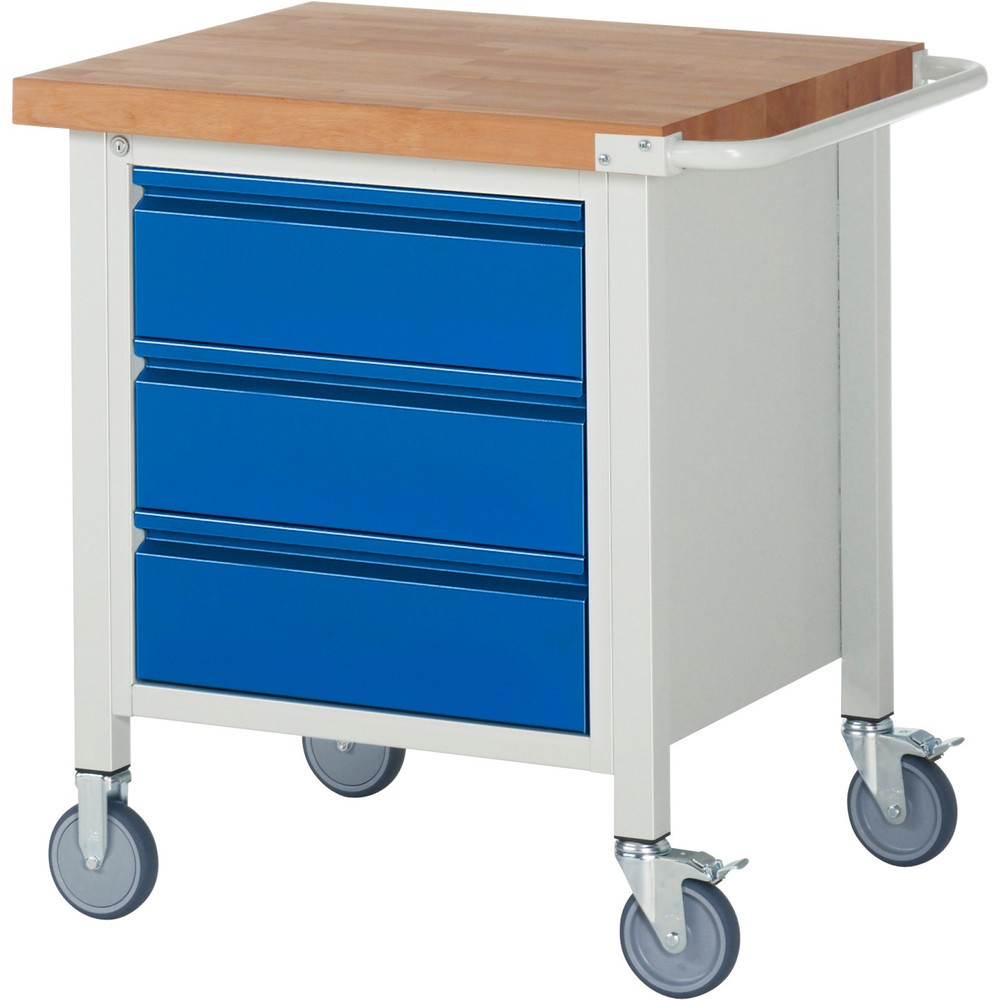 Product afbeelding: Mobiele werkbank RAU serie 8000, 1 kast, hxbxd 880 x 750 x 700 mm, 3 lades 3 x 180 mm, draagvermogen lade 100 kg