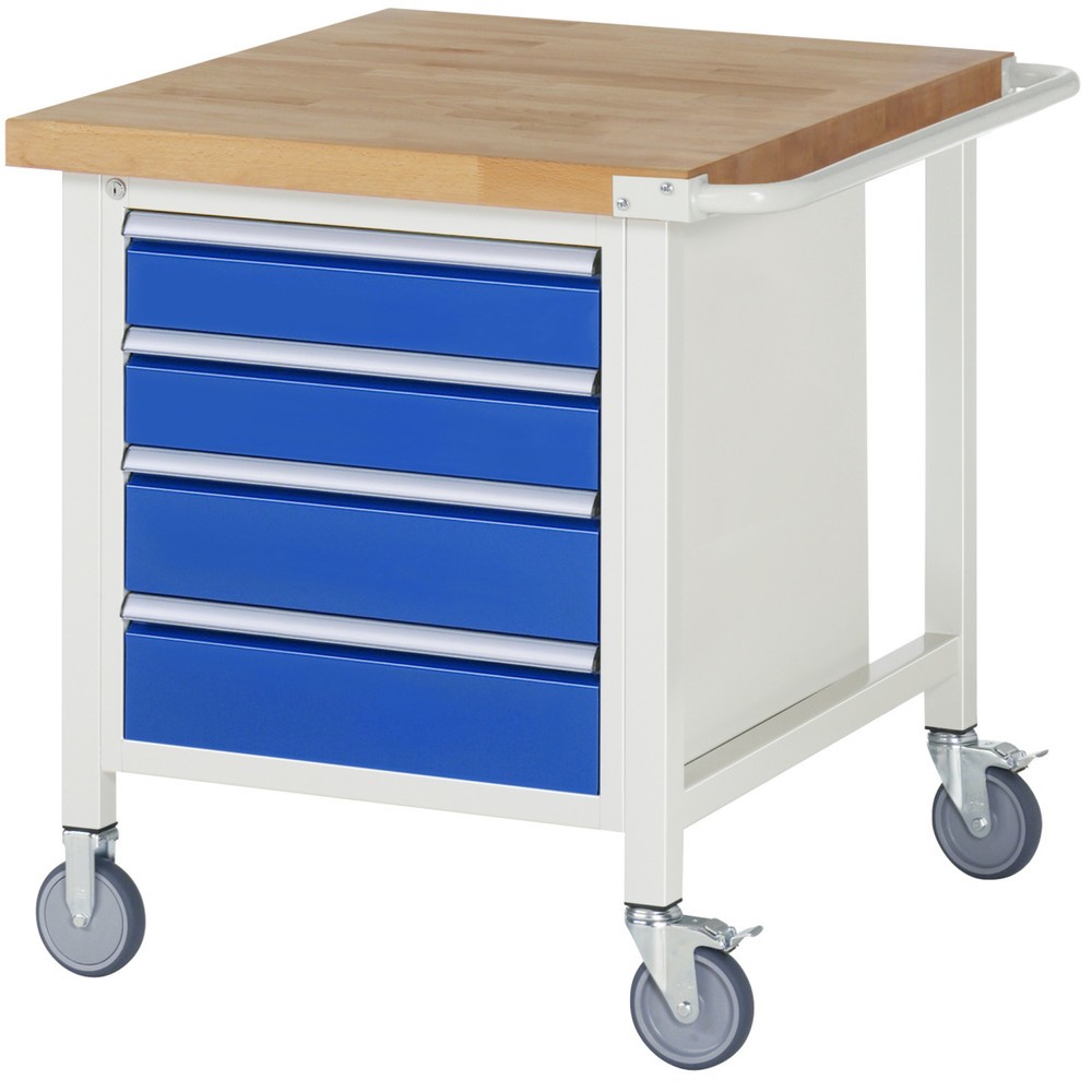 Product afbeelding: RAU verrijdbare werkbank serie 8000, h x b x d 880 x 750 x 900 mm, 1 onderbouwkast, met 4 lades