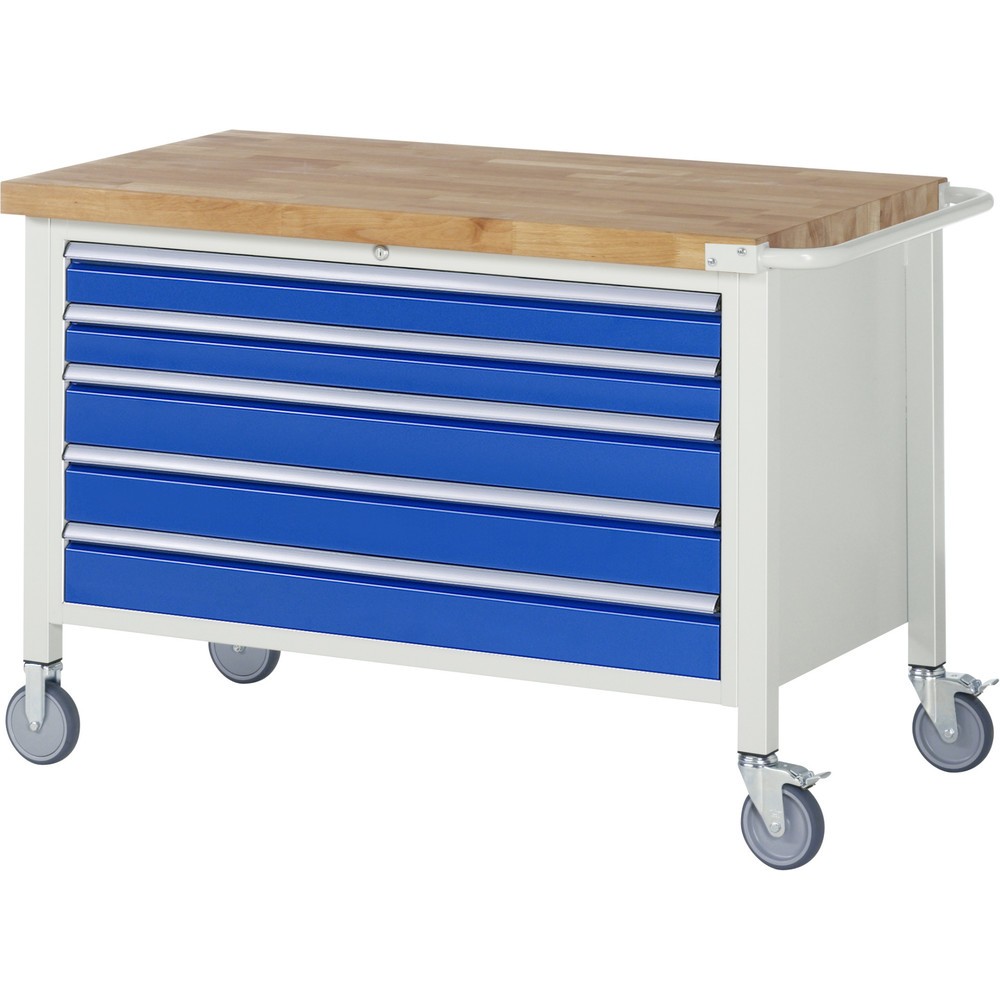 Productafbeelding nr. 1: Mobiele werkbank RAU serie 8000, hxbxd 880 x 1.250 x 700 mm, 5 x voor 100% uittrekbare lades, draagvermogen lade 50 kg