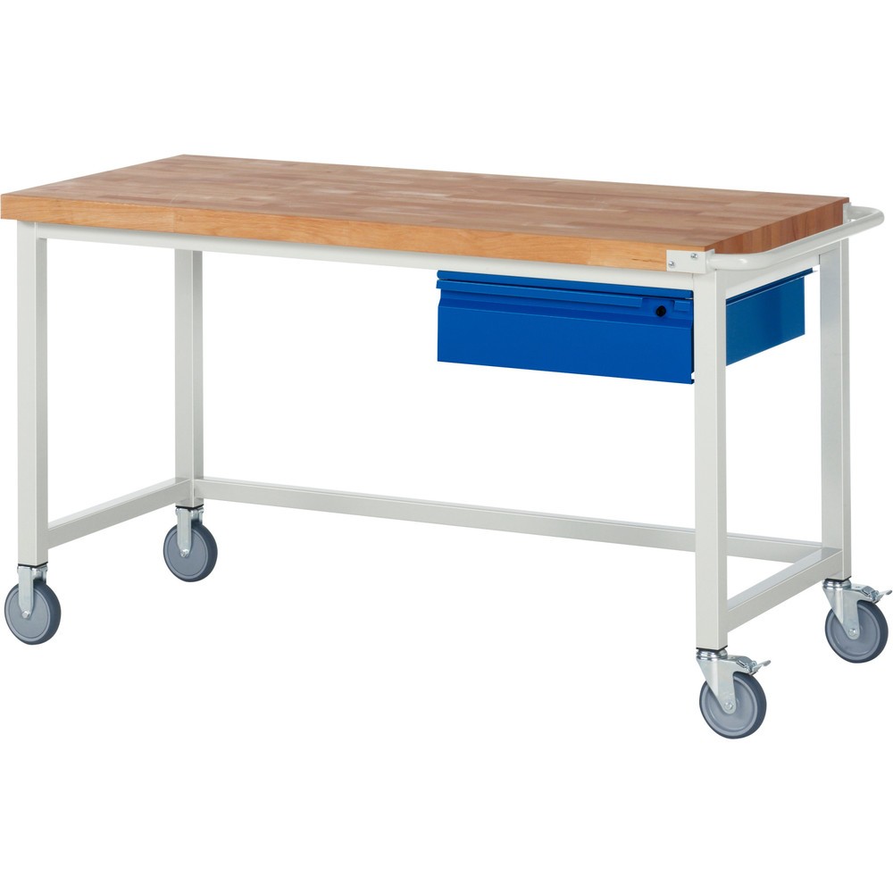 Productafbeelding nr. 1: Mobiele werkbank RAU serie 8000, massief beuken werkblad, dikte 40 mm, hxbxd 880 x 1.500 x 700 mm, 1 lade 1 x 150 mm