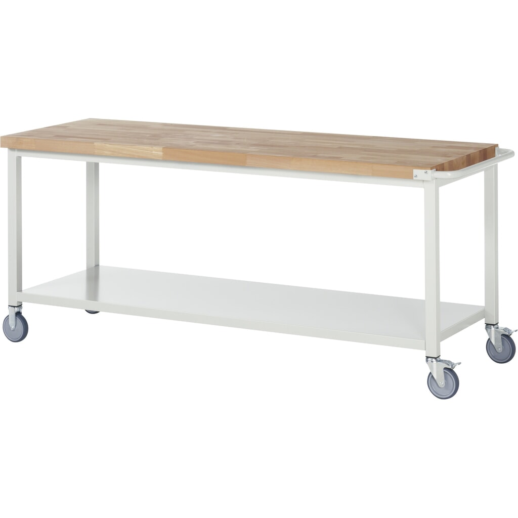RAU verrijdbare werkbank serie 8000, h x b x d 880 x 2.000 x 700 mm, legbord onderaan Product afbeelding: RAU verrijdbare werkbank serie 8000, h x b x d 880 x 2.000 x 700 mm, legbord onderaan