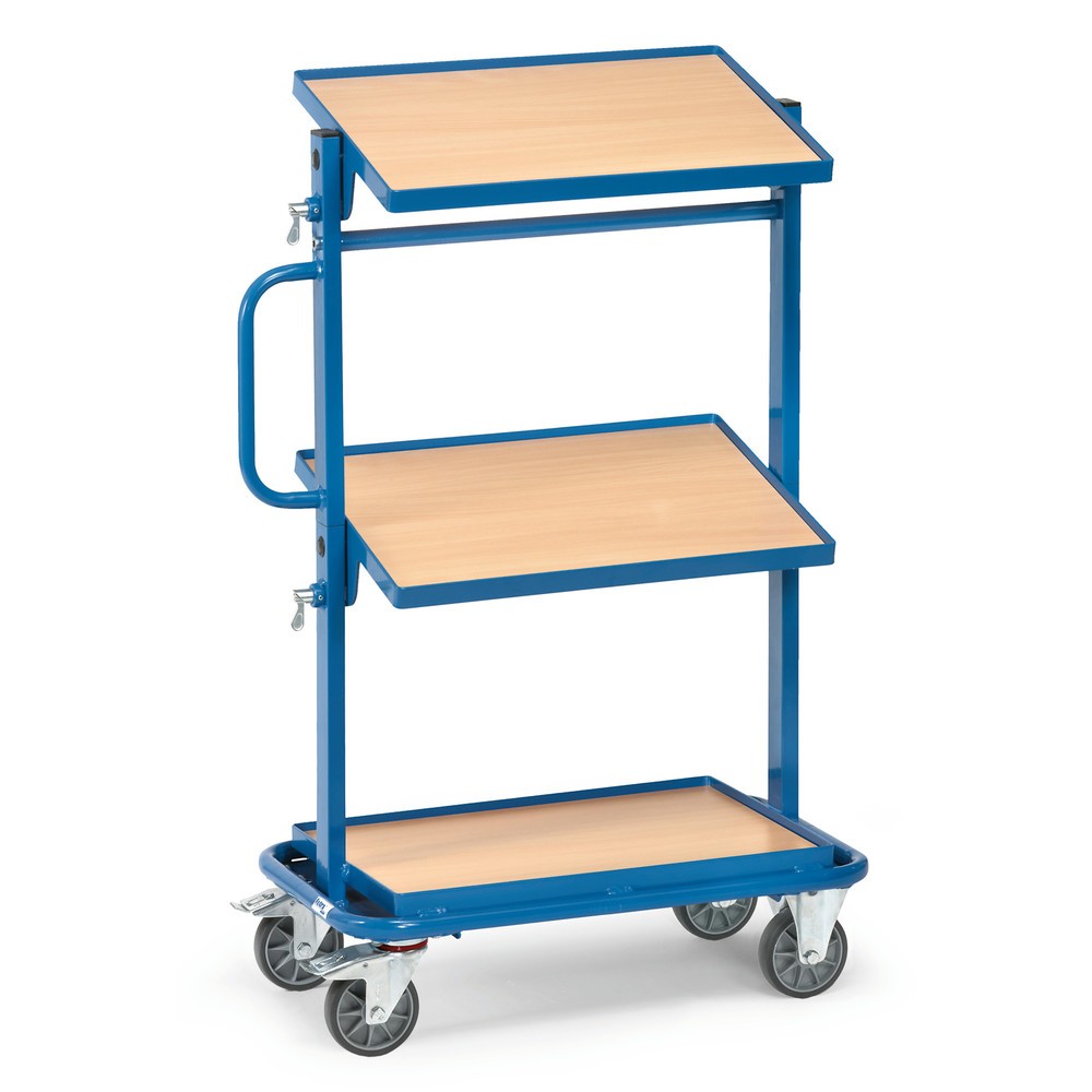 Product afbeelding: Montagewagen fetra®, houtvezelplaten, 1 vast + 2 kantelbare legborden
