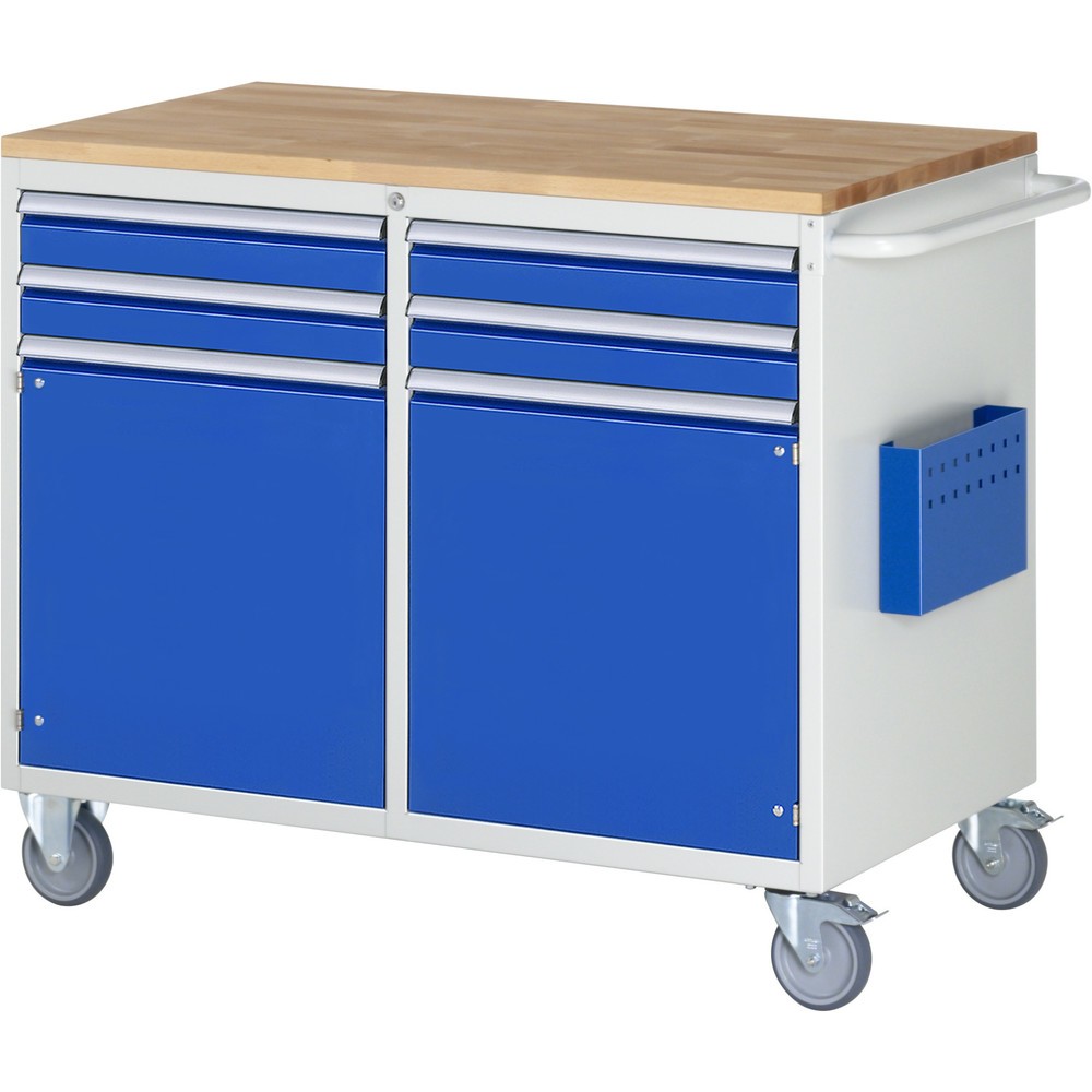 Productafbeelding nr. 1: Montagewagen RAU serie 7000, hxbxd 975 x 1.145 x 650 mm, 2 draaideuren, 4 lades 4 x 90 mm, beuken werkblad