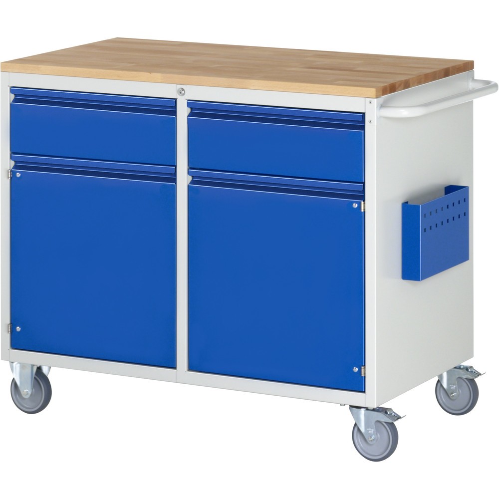Product afbeelding: Montagewagen RAU serie 7000, hxbxd 975 x 1.145 x 650 mm, 2 draaideuren, 2 lades 2 x 180 mm, beuken werkblad