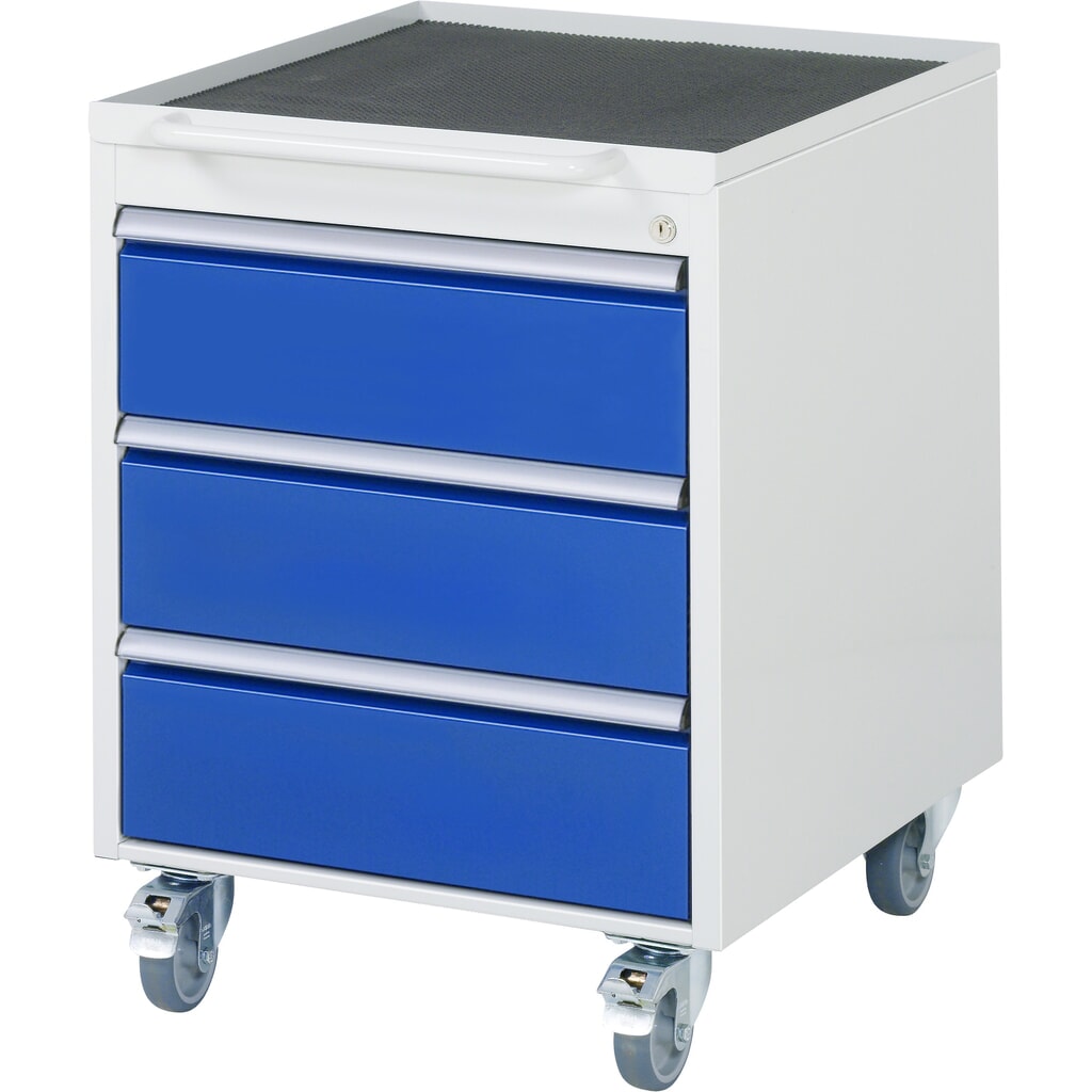 Montagewagen RAU serie 7000, hxbxd 745 x 580 x 650 mm, duwbeugel frontaal, 3 lades 3 x 180 mm, metalen werkblad Product afbeelding: Montagewagen RAU serie 7000, hxbxd 745 x 580 x 650 mm, duwbeugel frontaal, 3 lades 3 x 180 mm, metalen werkblad
