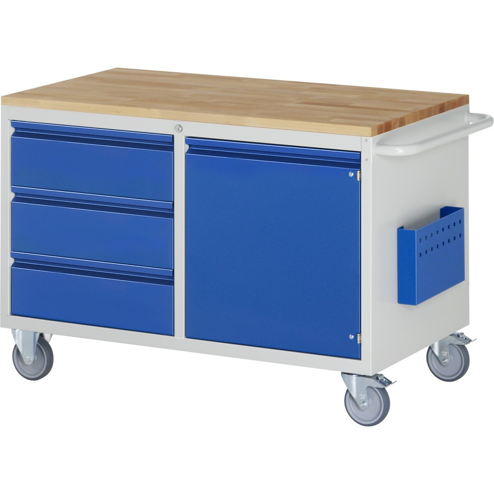 Productafbeelding nr. 1: Montagewagen RAU serie 7000, hxbxd 795 x 1.145 x 650 mm, 1 draaideur, 3 deels uittrekbare lades, beuken werkblad