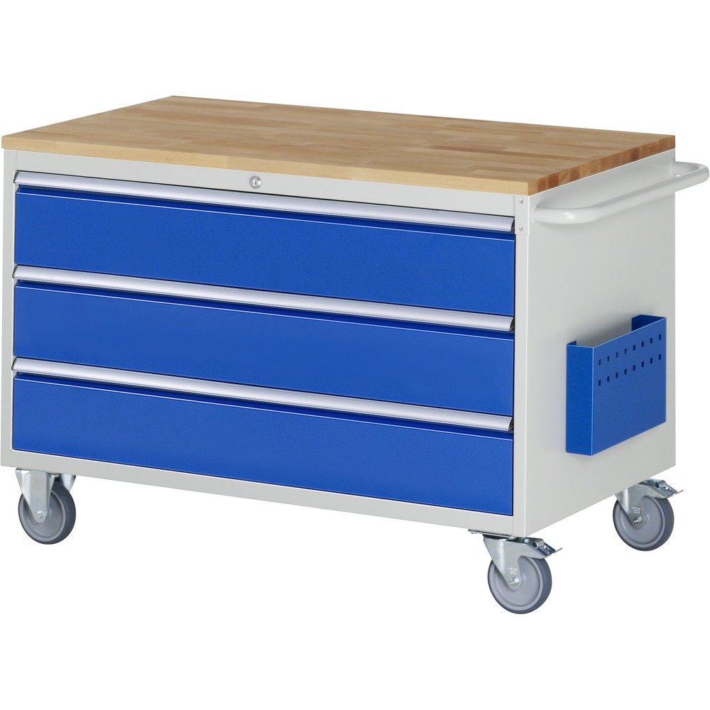 Productafbeelding nr. 1: Montagewagen RAU serie 7000, hxbxd 795 x 1.145 x 650 mm, 3 lades 3 x 180 mm, beuken werkblad, draagvermogen lade 50 kg