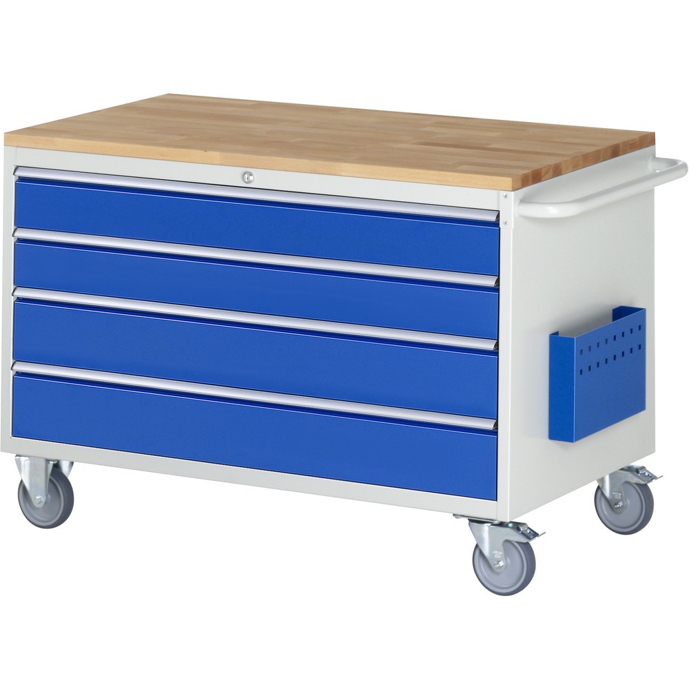 Productafbeelding nr. 1: Montagewagen RAU serie 7000, hxbxd 795 x 1.145 x 650 mm, 4 lades 2 x 120, 2 x 150 mm, beuken werkblad, draagvermogen lade 50 kg
