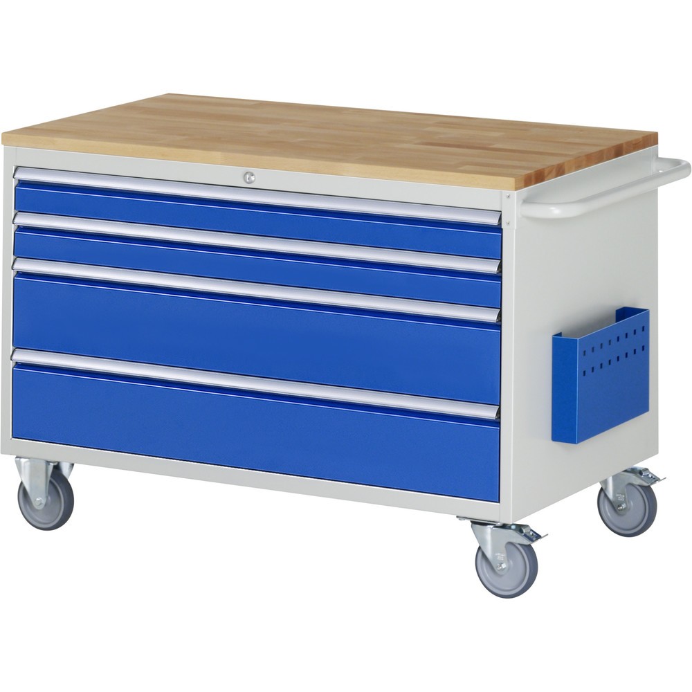 Productafbeelding nr. 1: Montagewagen RAU serie 7000, hxbxd 795 x 1.145 x 650 mm, 4 lades 2 x 90, 2 x 180 mm, beuken werkblad, draagvermogen lade 50 kg