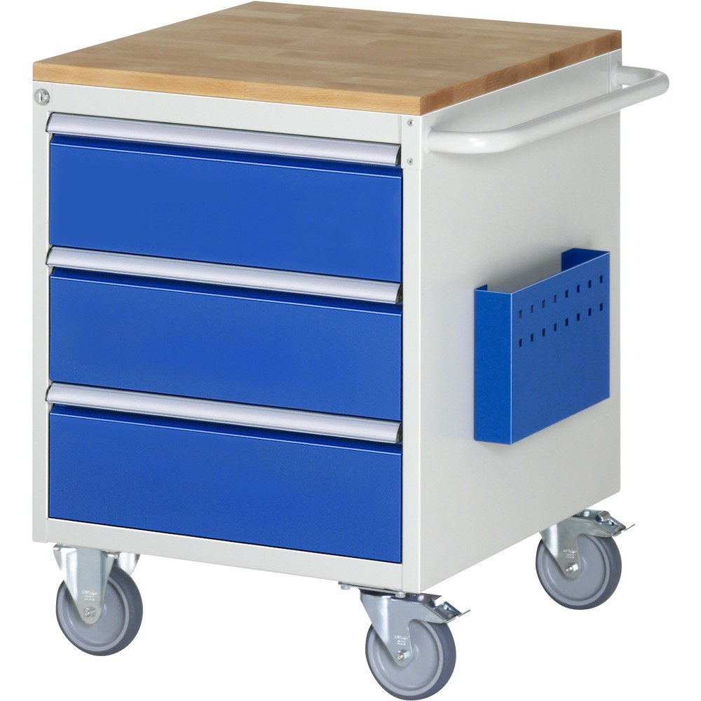 Productafbeelding nr. 1: RAU gereedschapswagen serie 7000, h x b x d 795 x 580 x 650 mm, met 3 lades maat L, massief beuken werkblad
