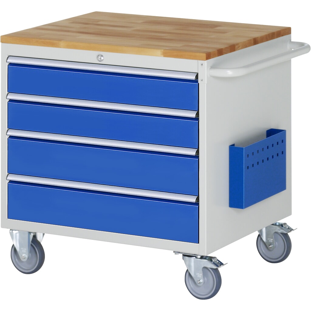 Product afbeelding: RAU gereedschapswagen serie 7000, h x b x d 795 x 770 x 650 mm, met 4 lades maat XL, massief beuken werkblad